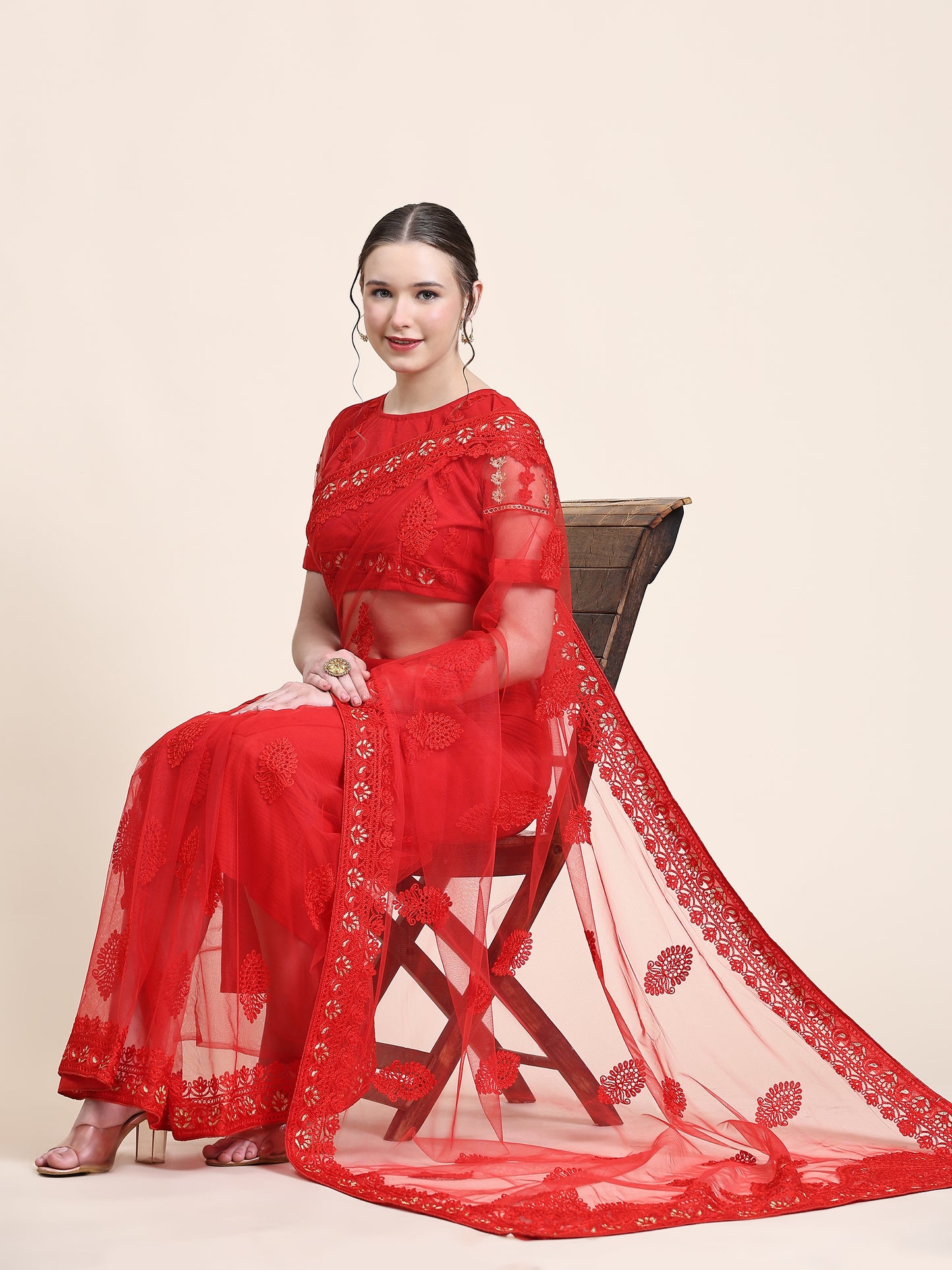 Shrithi Fashion Fab Women's Fancy Net Saree With Unstitch Blouse Piece –  shrithifashionfab